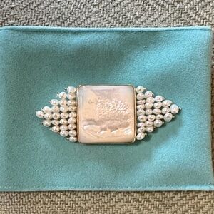 Chic Silver and Pearl Brooch
